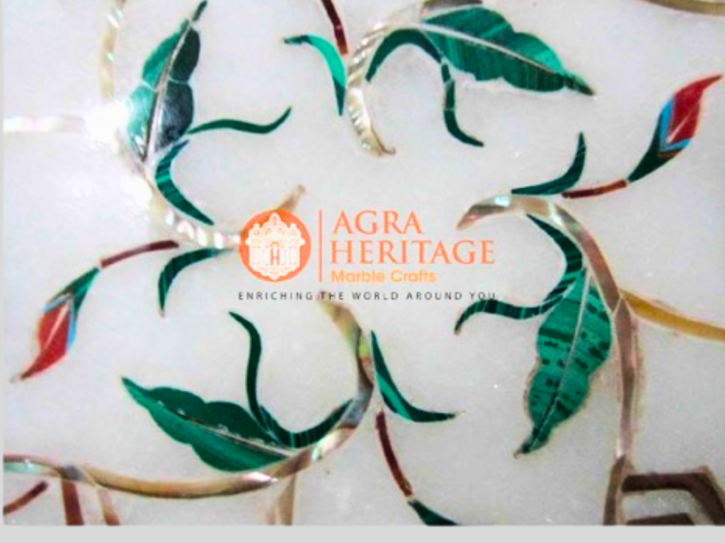 Pauashell Semi Precious Stone Inlay Marble Kitchen Plate